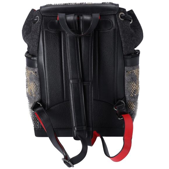 Christian Louboutin Explorer Funk Backpack Gray Black Red Wool Studded main image 5